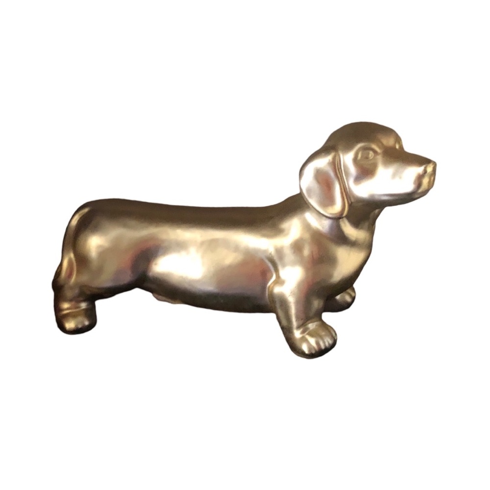Gold Dachshund Dog Figurine